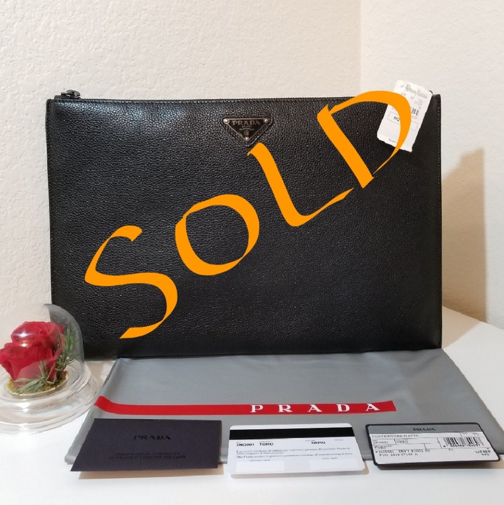 Prada Leather Portfolio Case in Black